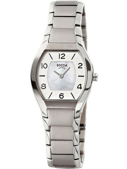 Boccia Titanium 3174-01 Damen Armbanduhr Silber • Titan-Gliederarmband • Mineralglas