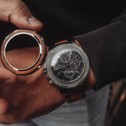 Holzkern Angkor Herrenuhr • Solar-Chronograph • Koaholz und Marmor, Bild 3