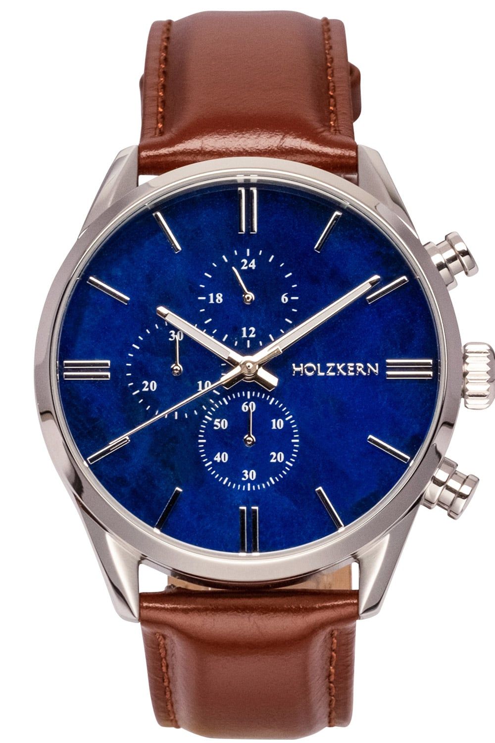 Holzkern Naturalist Herrenuhr • Echtmarmor-Zifferblatt • Chronograph-Optik