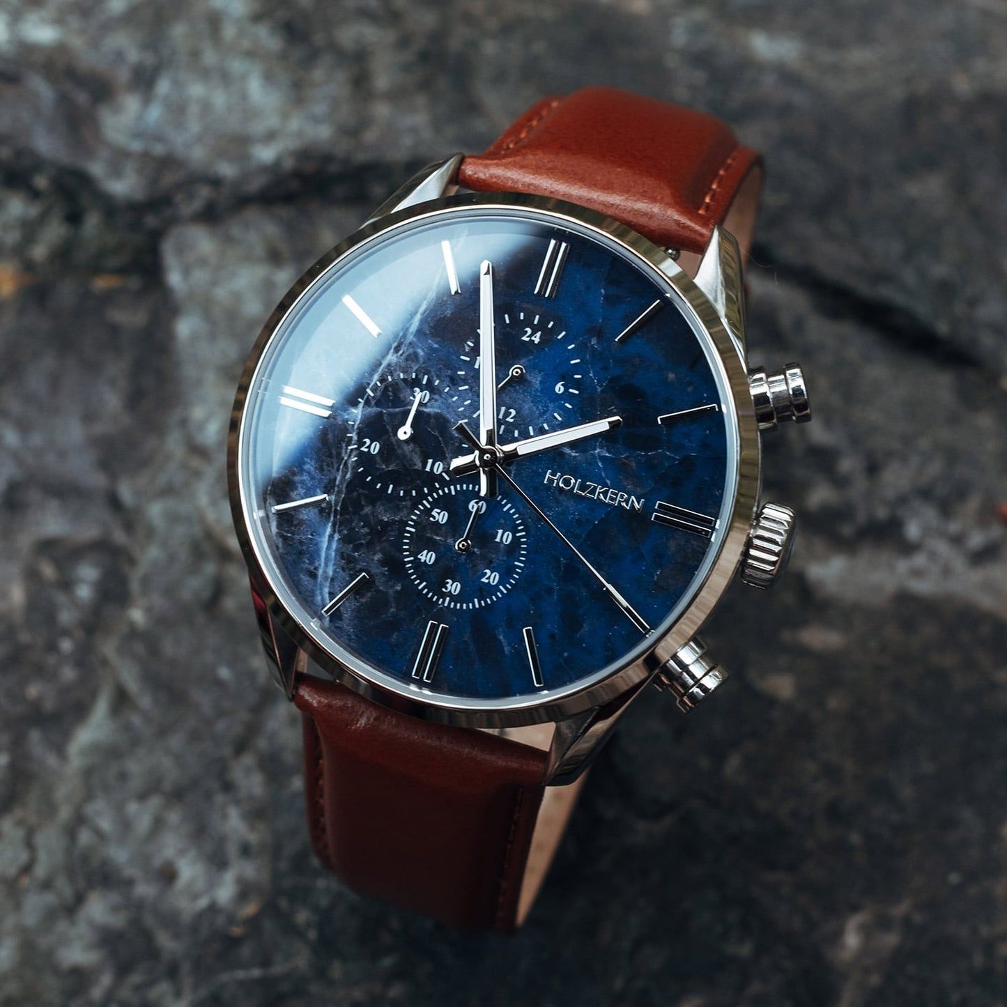 Holzkern Naturalist Herrenuhr • Echtmarmor-Zifferblatt • Chronograph-Optik, Bild 3