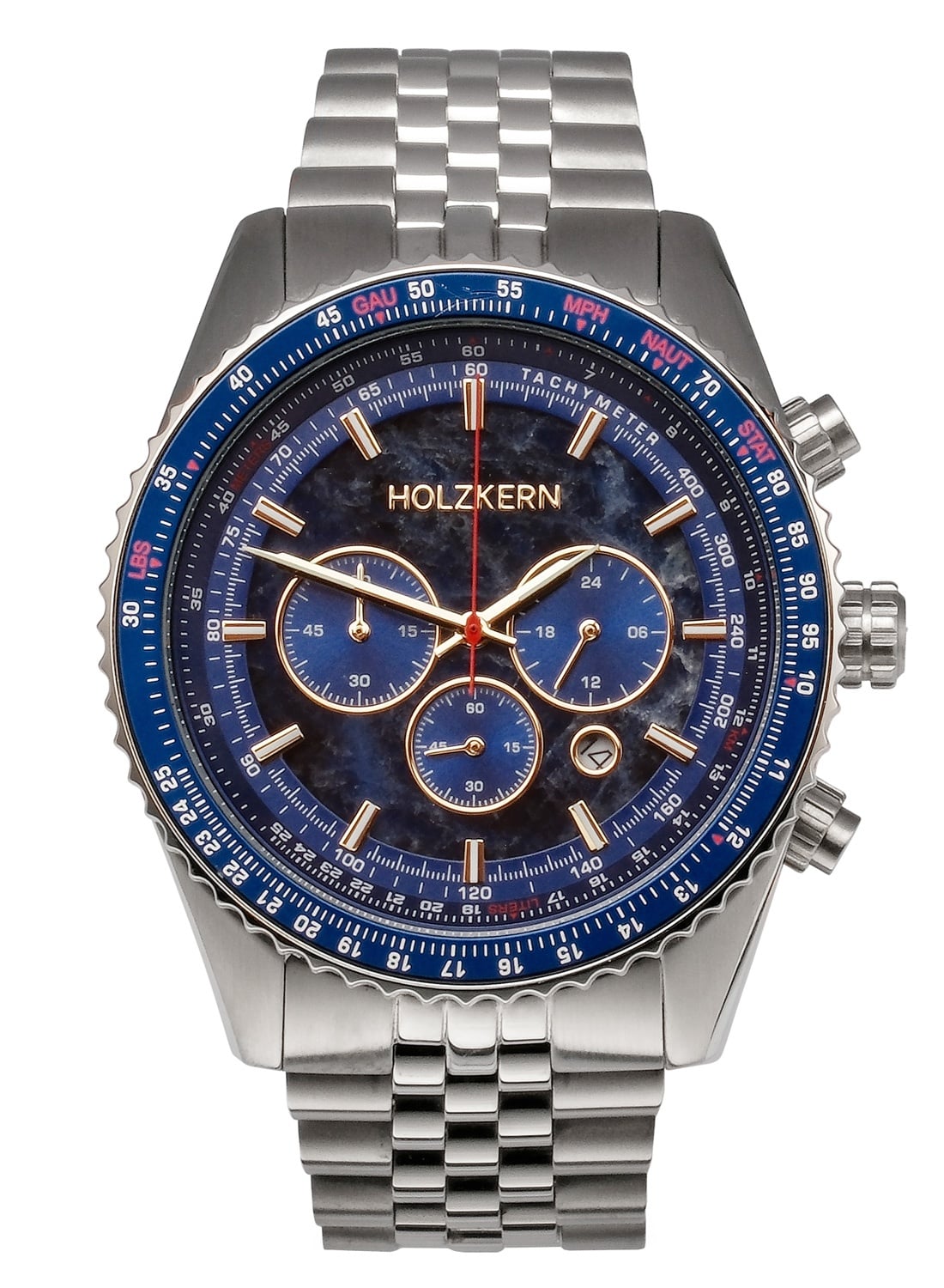 Holzkern Openhorizon Herren Chronograph • Miyota Quarzwerk • Echter Blauer Marmor