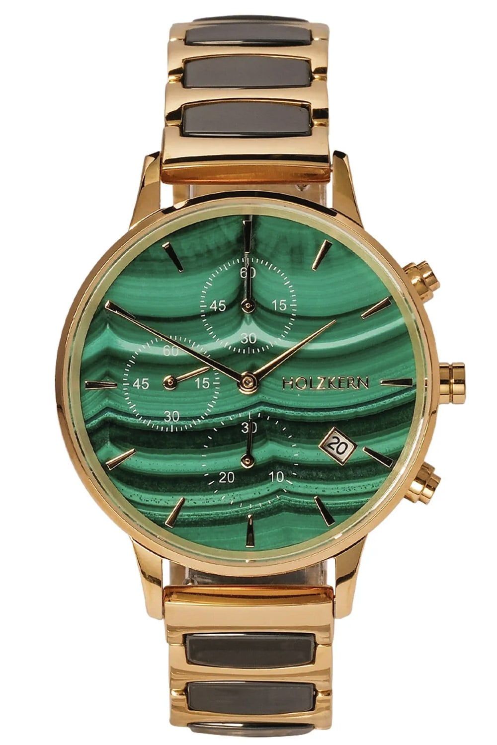 Holzkern Jolly Damenuhr Chronograph • Malachit-Zifferblatt • Quarzwerk