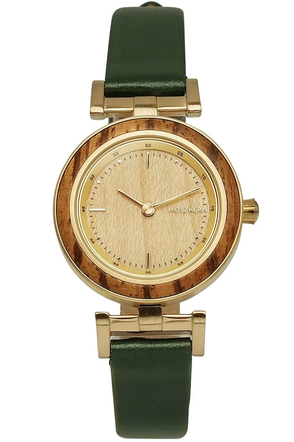Holzkern Laura 9120078339022 Damen Armbanduhr Grün • Japanisches Quarzwerk • Eichenholz-Zifferblatt