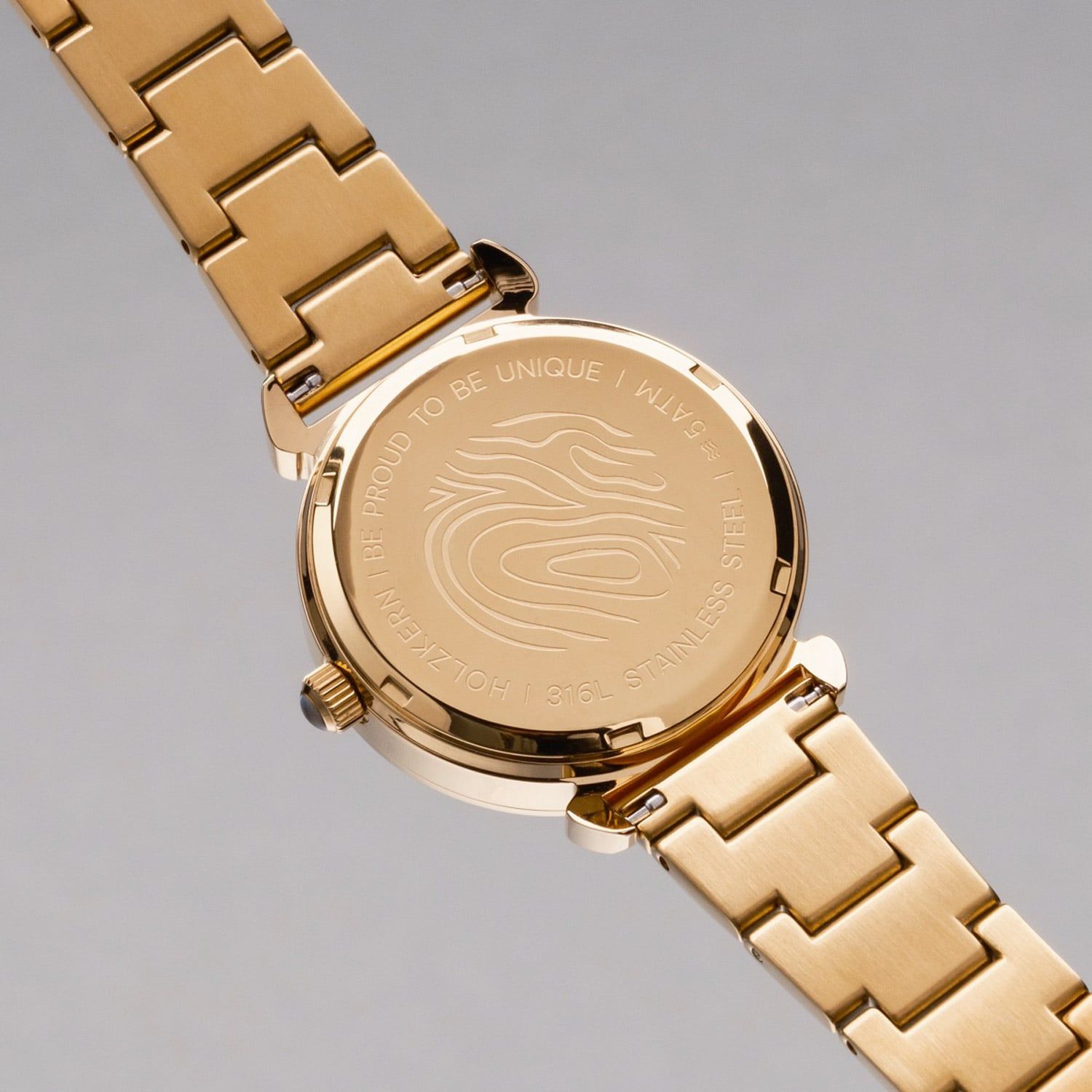 Holzkern Sunglister Damen Armbanduhr Weiß • Perlmutt-Zifferblatt • Goldfarben, Bild 4