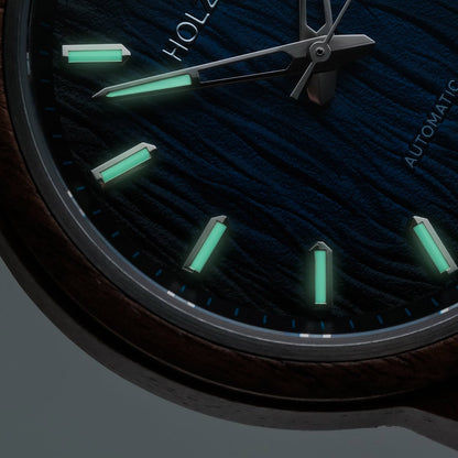 Holzkern Nightbird Herrenuhr Walnuss/Blau • Automatikwerk • Saphirglas, Bild 5