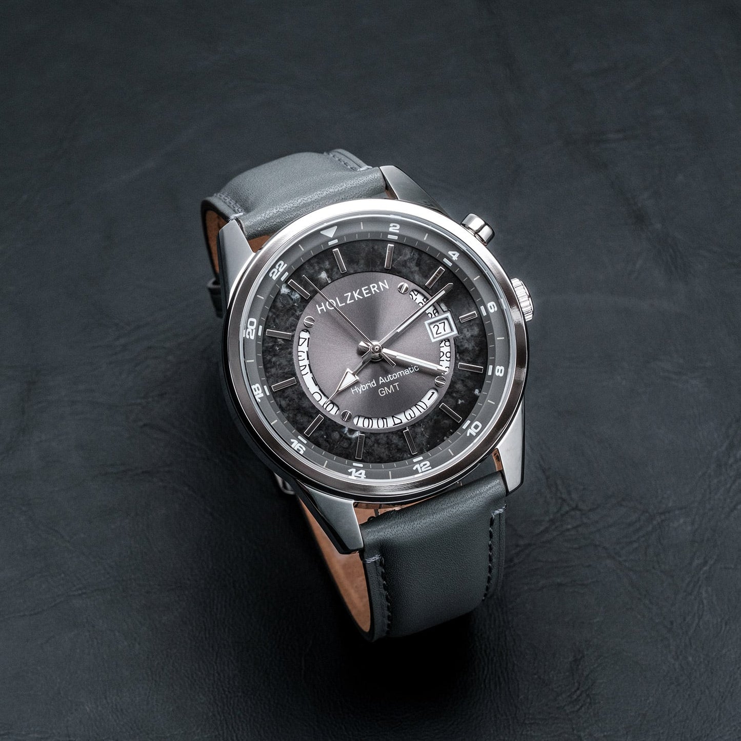 Holzkern GMT Skywhirl Herrenuhr Marmor/Silberfarben • Automatikwerk • GMT-Funktion, Bild 3