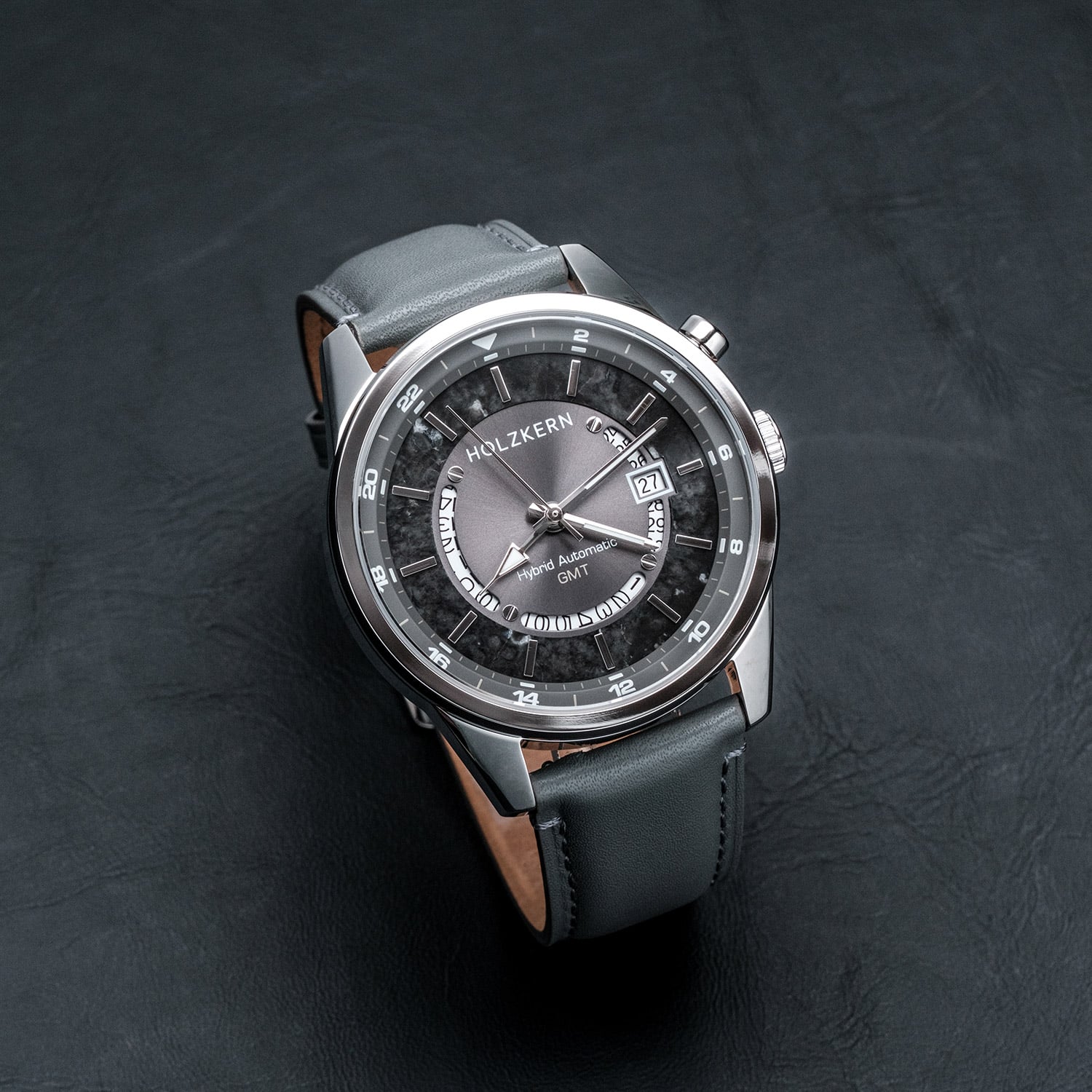 Holzkern GMT Skywhirl Herrenuhr Marmor/Silberfarben • Automatikwerk • GMT-Funktion, Bild 3