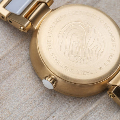 Holzkern Moonbow Damen Armbanduhr • Mondphasenanzeige • Marmor & Keramik, Bild 2
