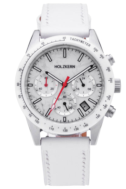 Holzkern Neverrest Herrenuhr Titan • Howlith-Zifferblatt • Saphirglas