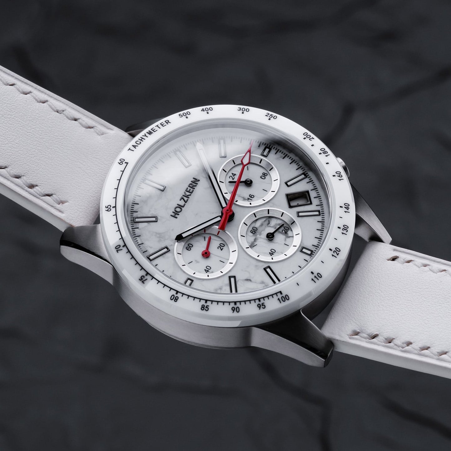 Holzkern Neverrest Herrenuhr Titan • Howlith-Zifferblatt • Saphirglas, Bild 2