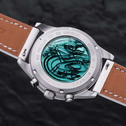Holzkern Neverrest Herrenuhr Titan • Howlith-Zifferblatt • Saphirglas, Bild 3