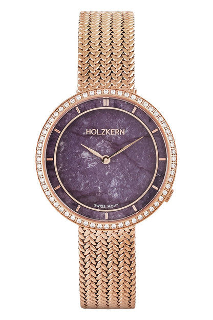 Holzkern Coralline Damenuhr Roségold • Saphirglas • Swiss Movement