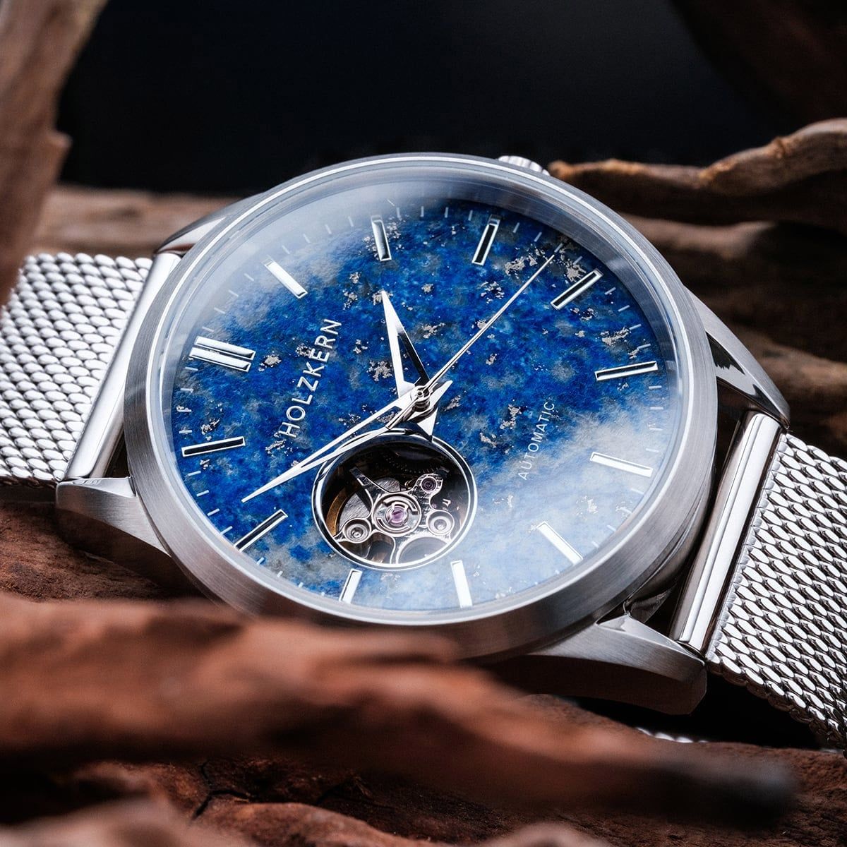 Holzkern Inverno Automatik Damen/Herren • Lapislazuli-Zifferblatt • Japanisches Automatikwerk, Bild 3