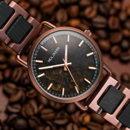 Holzkern Espressino Unisex-Armbanduhr Kaffee/Ahorn • Japanisches Quarzwerk • Echtes Holzarmband, Bild 2