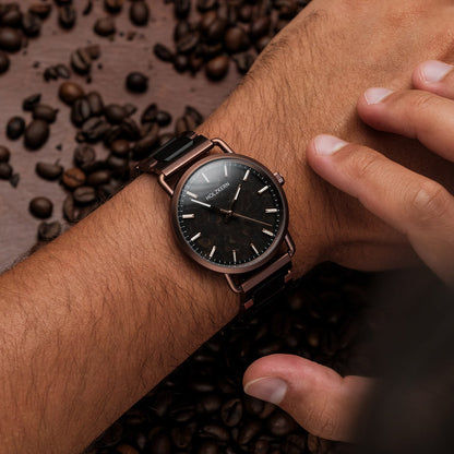 Holzkern Espressino Unisex-Armbanduhr Kaffee/Ahorn • Japanisches Quarzwerk • Echtes Holzarmband, Bild 3