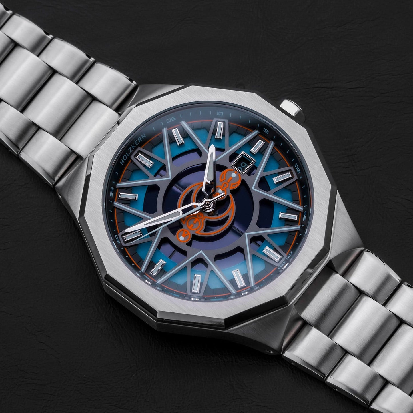 Holzkern Star Trek™ Andorian Armbanduhr Marmor/Blau • Solaruhrwerk • Echter Marmor-Zifferblatt, Bild 2