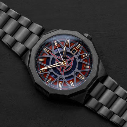 Holzkern Star Trek Klingon Herrenuhr Jaspis/Rot • Solarwerk • Mineralglas, Bild 2