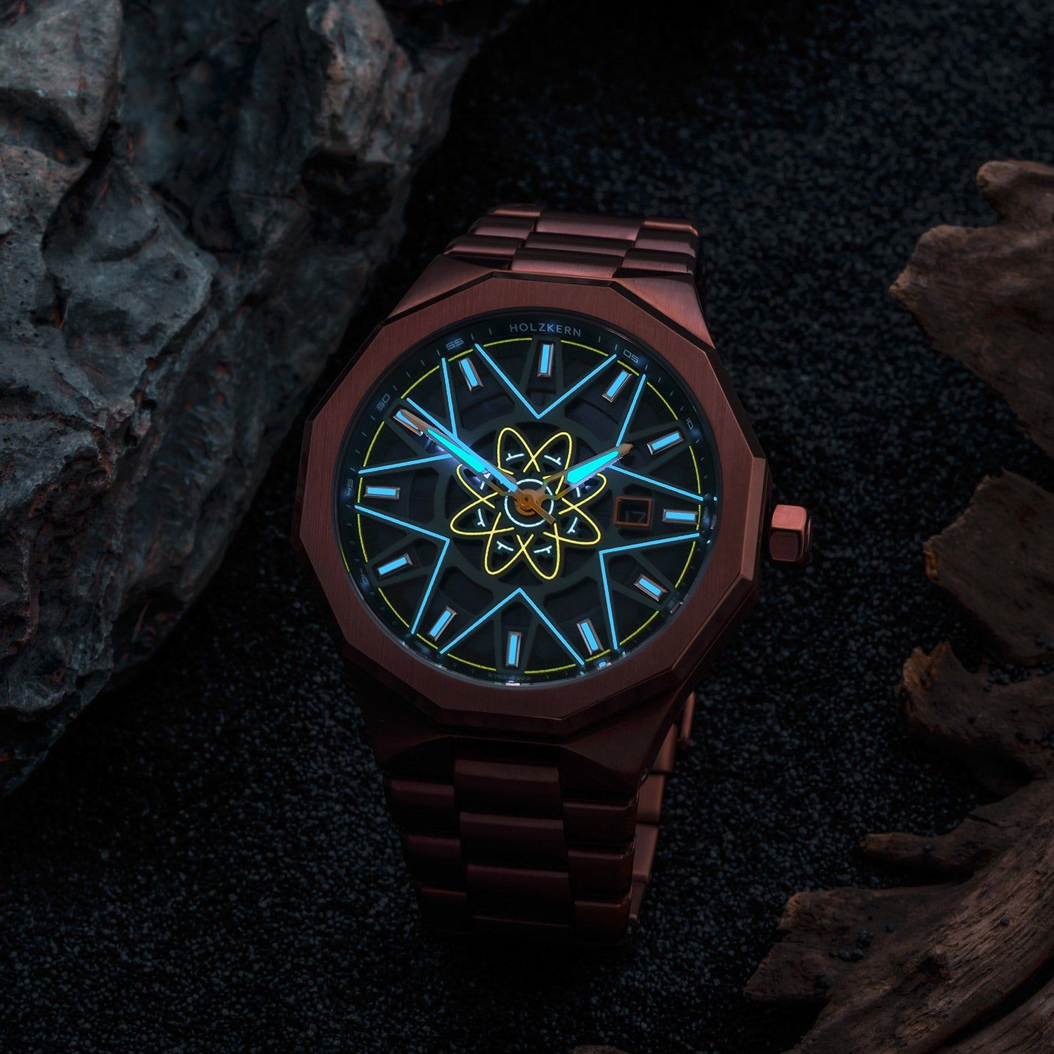 Holzkern Star Trek™ Tellarite Herrenuhr Solar Marmor/Violett • Echtes Marmorzifferblatt • Solarwerk ohne Batteriewechsel