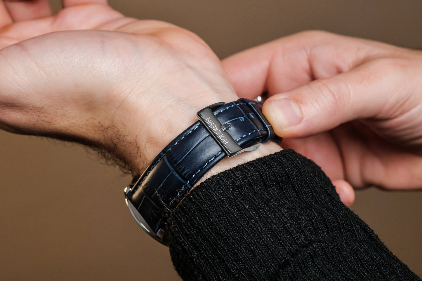 Holzkern Primetime Herren Armbanduhr Silberfarben • Sodalith-Zifferblatt • Miyota-Quarzwerk, Bild 3