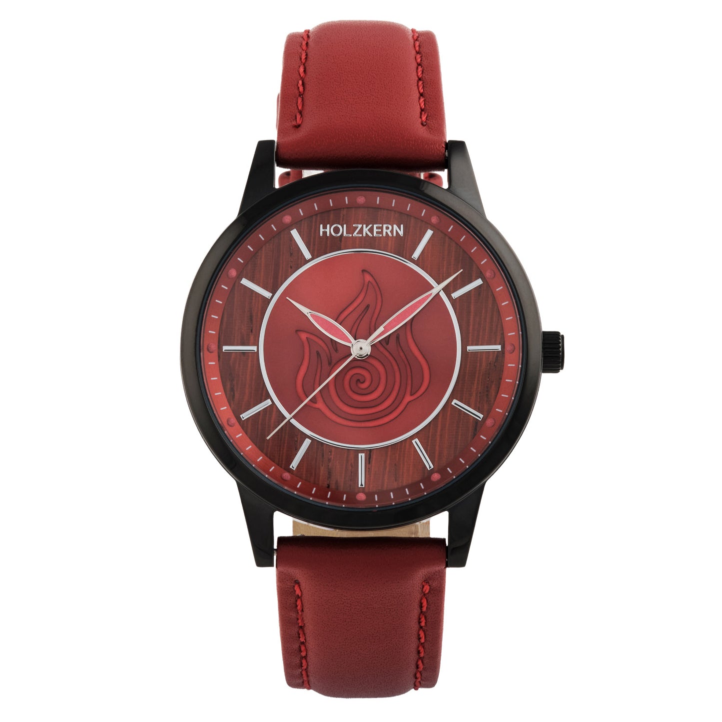 Holzkern Fire Nation Armbanduhr Padouk/Rot • Miyota Quarzwerk • Avatar Four Nations Collection