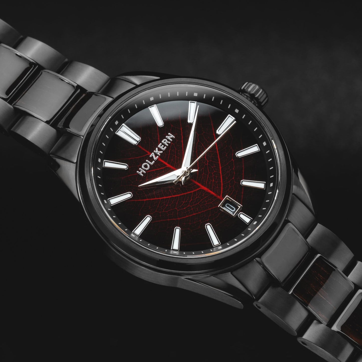 Holzkern Era X Herrenuhr Automatik Lorbeerblatt/Geflammte Walnuss • Saphirglas • TFN Automatikwerk, Bild 2