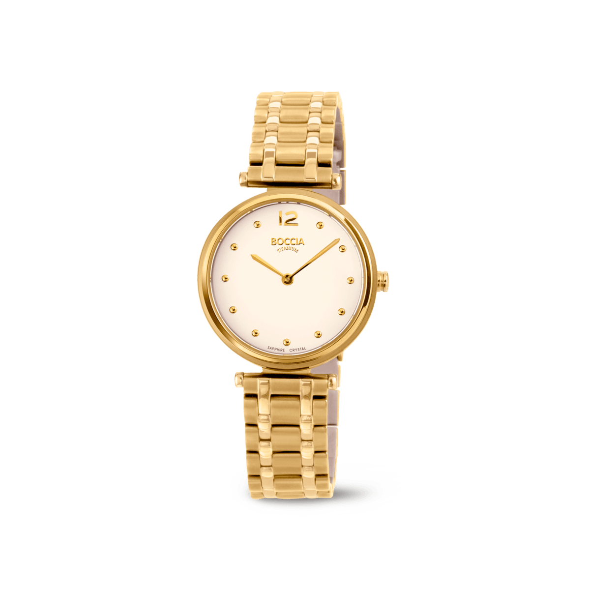 Boccia 3349-04 Damen Armbanduhr • Reintitan goldplattiert • Saphirglas
