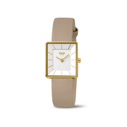 Boccia Titanium 3351-04 Damen • Reintitan goldplattiert • Lederband