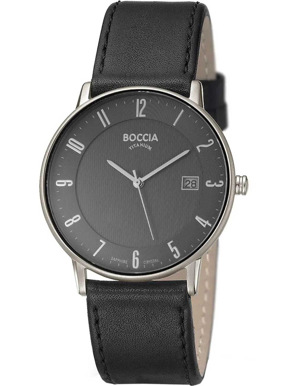 Boccia Titanium 3607-05 Herren Armbanduhr Anthrazit • Saphirglas • Ultraflaches Titangehäuse