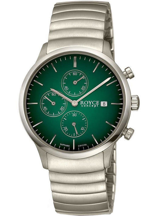 Boccia Royce Herrenarmbanduhr mit grünem Zifferblatt, Titan-Chronograph und Saphirglas