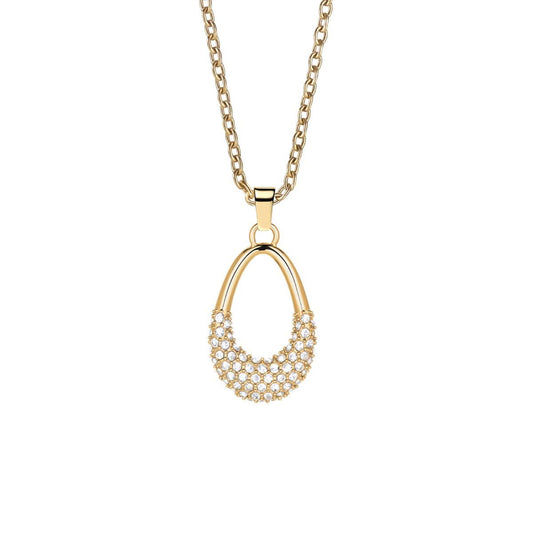 Collar dorado con colgante de gota en cristales pavé