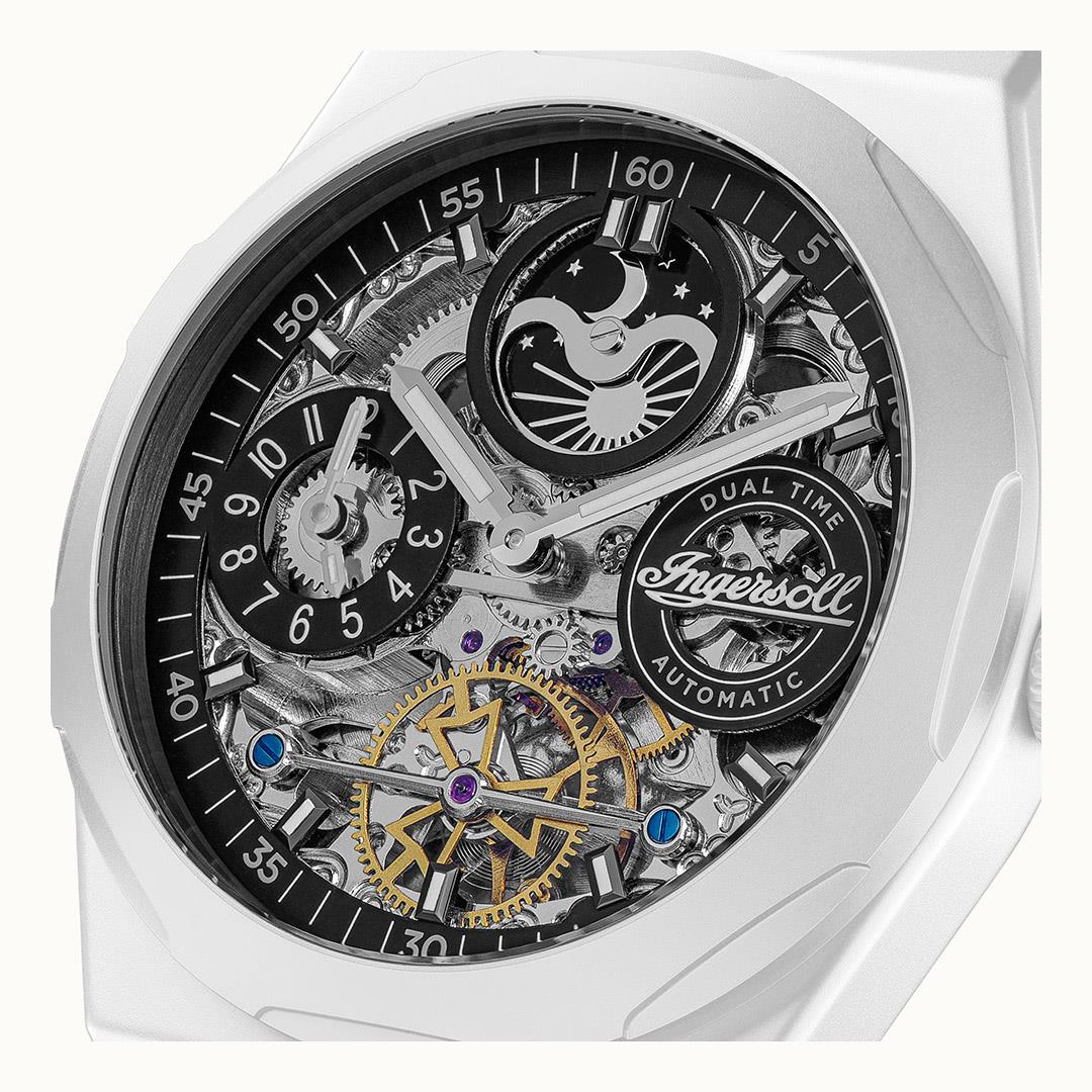 Ingersoll The Broadway I15101 Herrenuhr Weiß • Keramik Automatikuhr • Dual Time, Bild 2