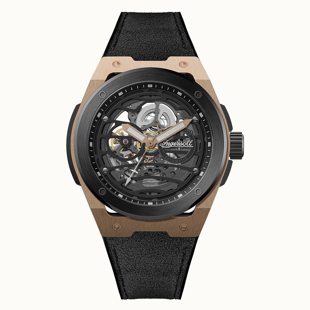 Ingersoll The Springfield I15202 Herrenuhr Schwarz • Automatikwerk • Skelett-Zifferblatt