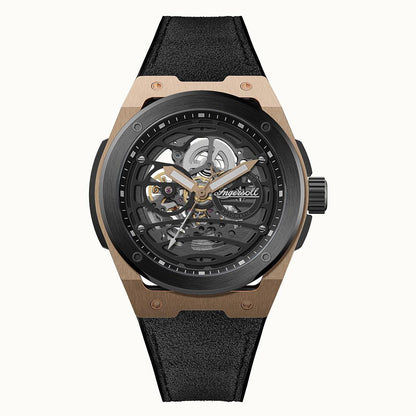 Ingersoll The Springfield I15202 Herrenuhr Schwarz • Automatikwerk • Skelett-Zifferblatt
