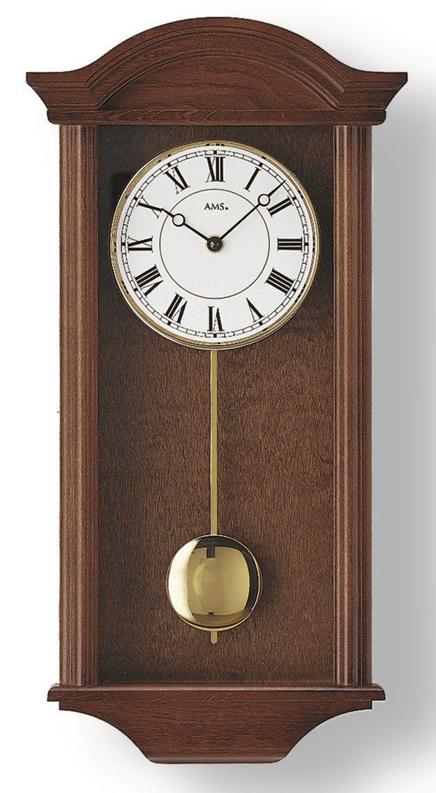 AMS Klassik 990/1 Wanduhr Nussbaum • Westminster & BimBam Schlagwerk • Quarz-Pendelwerk
