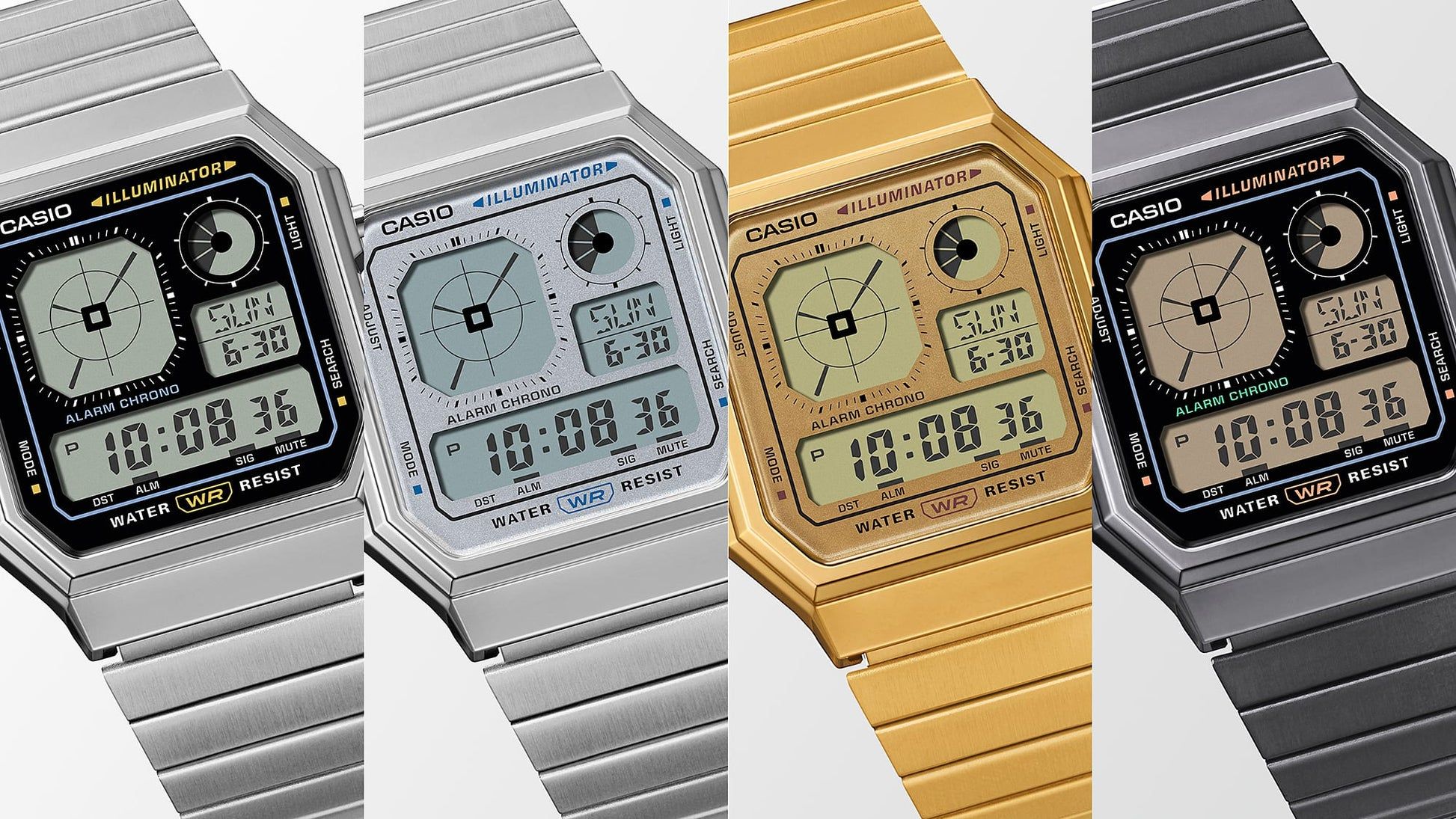 Casio Edgy A130WEG-9AEF Armbanduhr Gold • LCD mit Analoguhranzeige • Retro-futuristisches Design, Bild 6