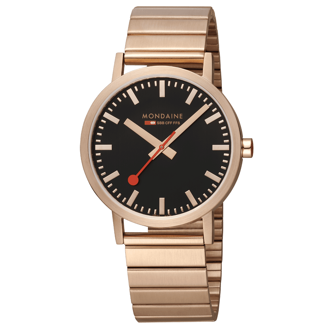 Mondaine Classic A660.30360.16SBR Herrenuhr Schwarz/Roségold • Schnellwechselsystem • Swiss Made, Bild 5