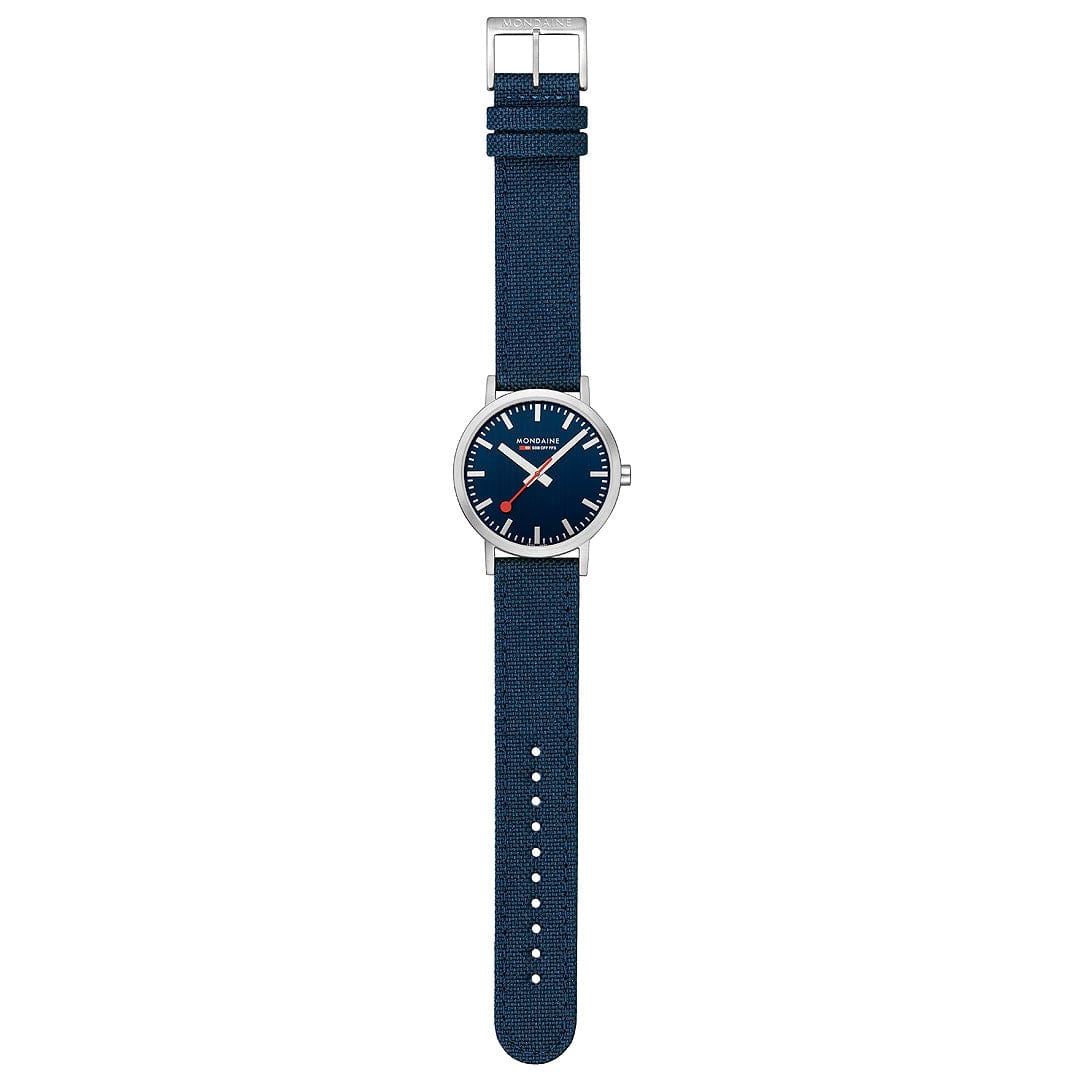 Mondaine Classic A660.30360.40SBD Herrenuhr Tiefseeblau • Schweizer Quarzwerk • Recyceltes Textilarmband, Bild 6