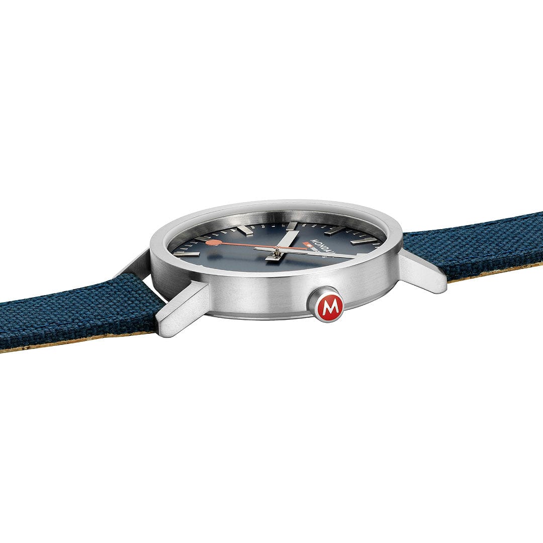 Mondaine Classic A660.30360.40SBD Herrenuhr Tiefseeblau • Schweizer Quarzwerk • Recyceltes Textilarmband, Bild 4