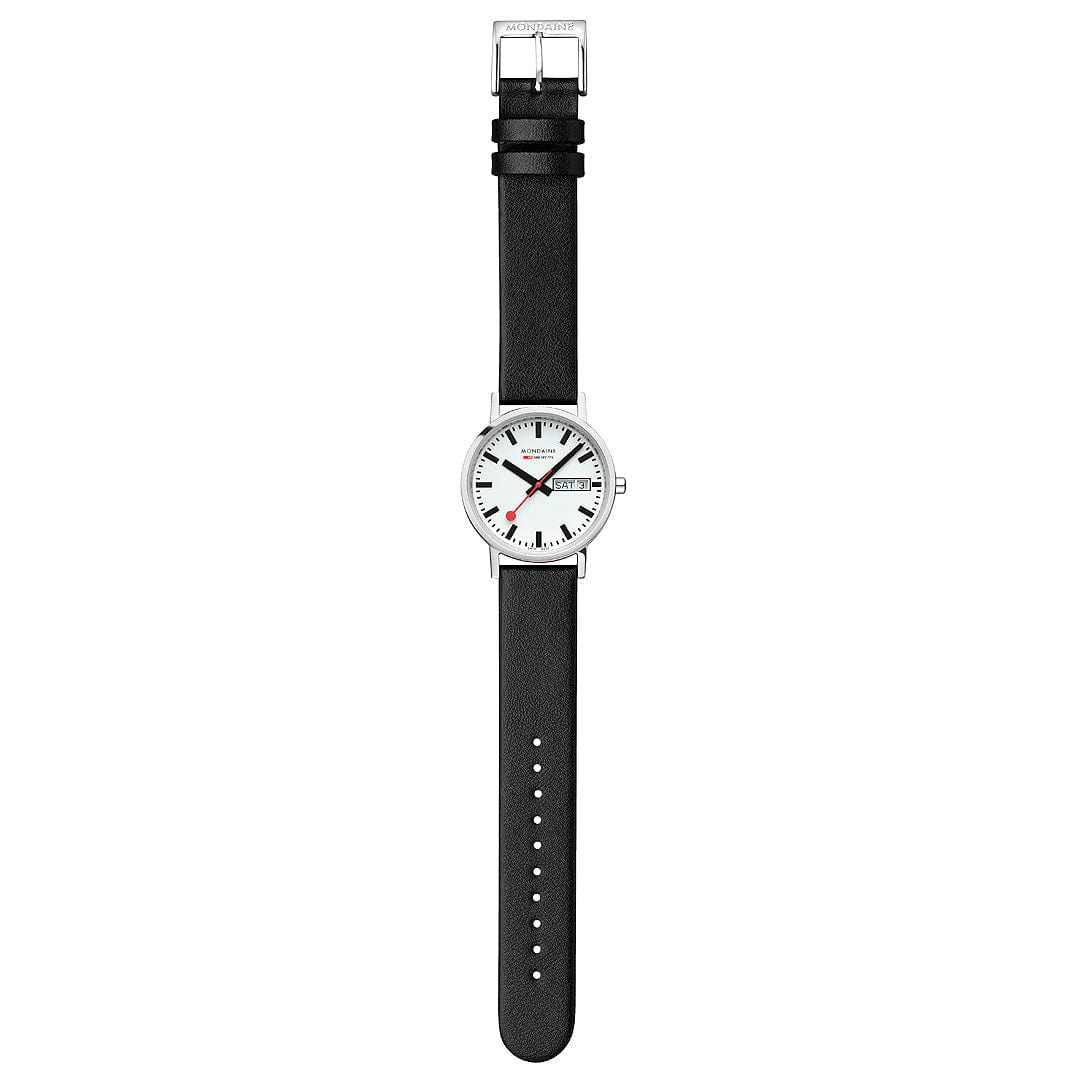 Mondaine Classic A667.30314.11SBBV Damenuhr Schwarz • Veganes Traubenleder • Tag-Datum-Anzeige, Bild 6