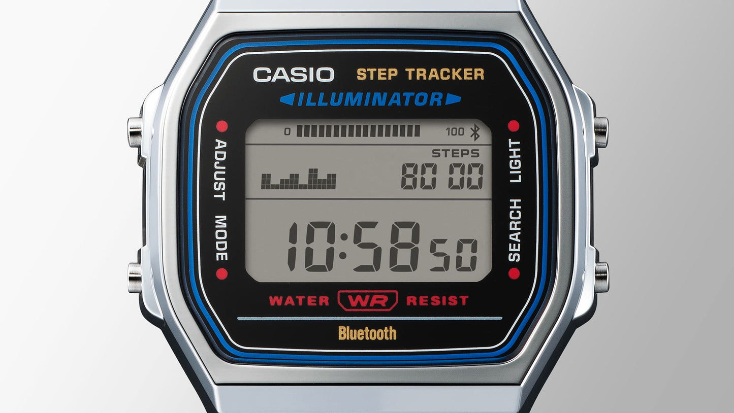 Casio Vintage ABL-100WE-2AEF Nahansicht: digitale Armbanduhr mit großem Display