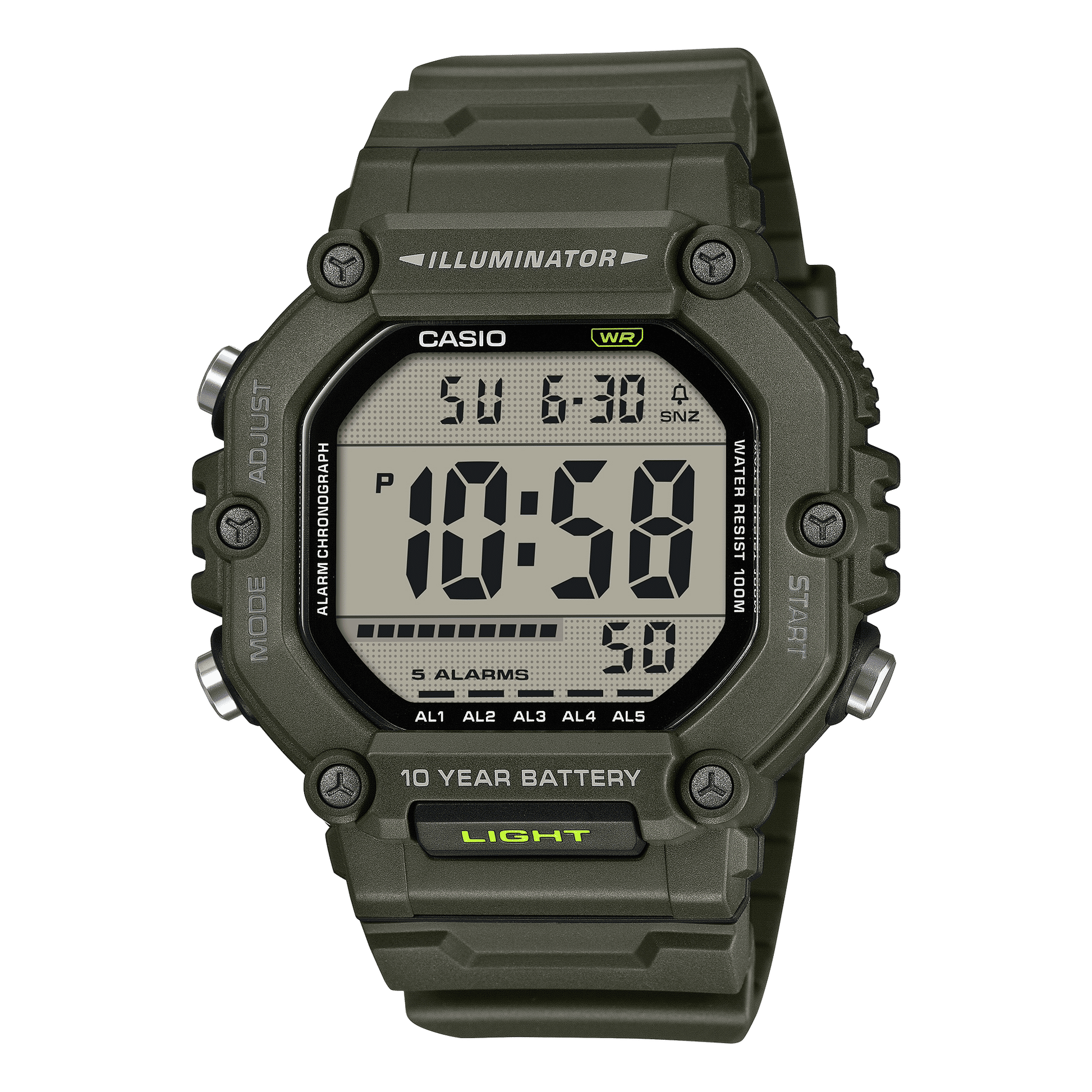 Casio AE-1600HX-3AVEF Armbanduhr Khaki • Digitale Zeitanzeige • 10 Bar Wasserdicht, Bild 2