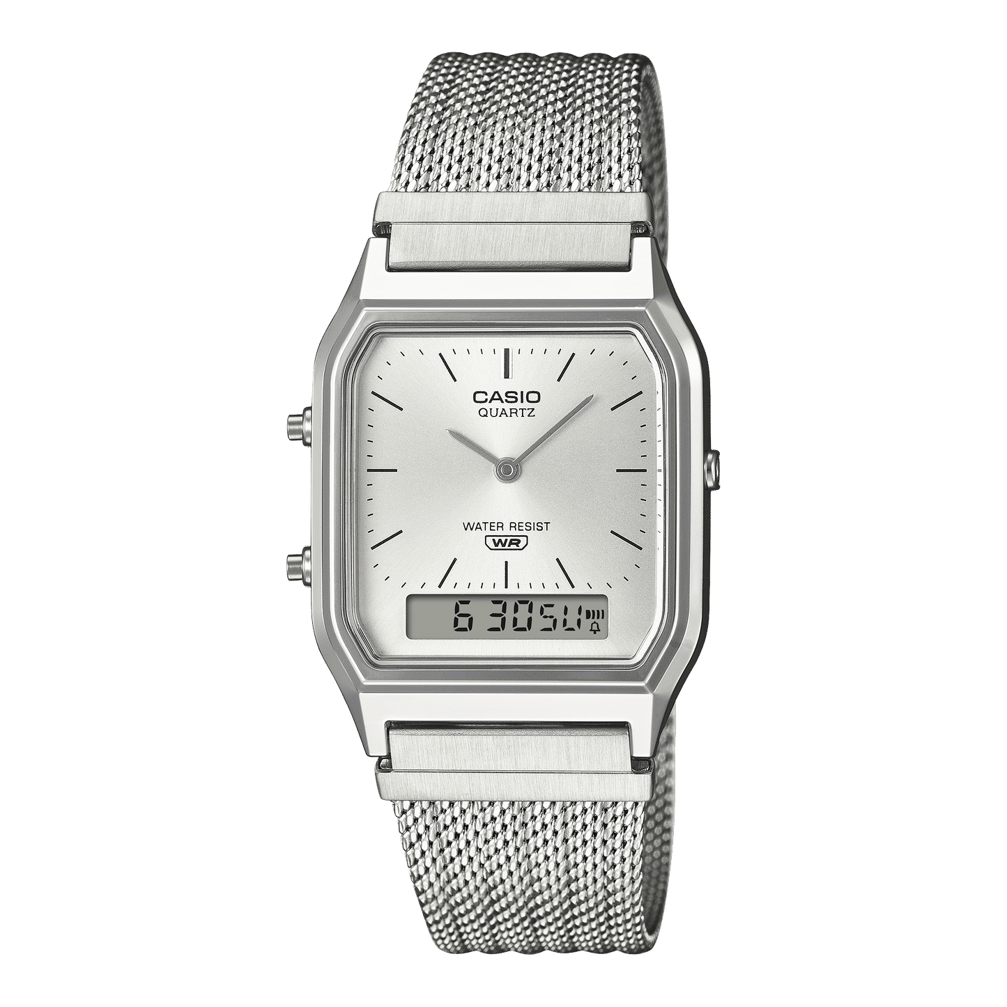 Casio Vintage AQ-230EM-7AEF Armbanduhr Silber • Mesh-Armband • Analog-Digital, Bild 2