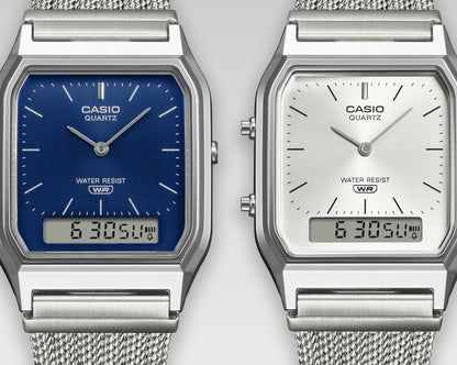 Casio Vintage AQ-230EM-7AEF Armbanduhr Silber • Mesh-Armband • Analog-Digital, Bild 5