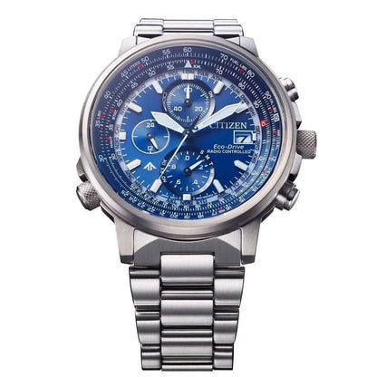 Reloj Promaster para hombre con esfera azul, subesferas de cronógrafo y brazalete de acero inoxidable