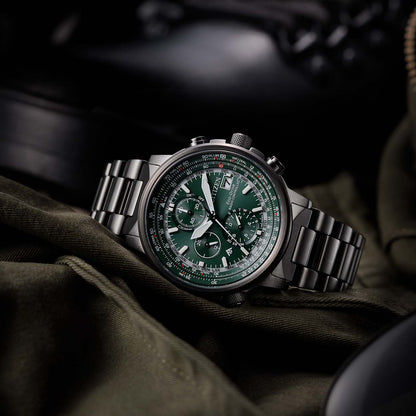 Citizen Promaster Sky AT8304-57W Herrenuhr Schwarz/Grün • Eco-Drive Funk • Saphirglas, Bild 2