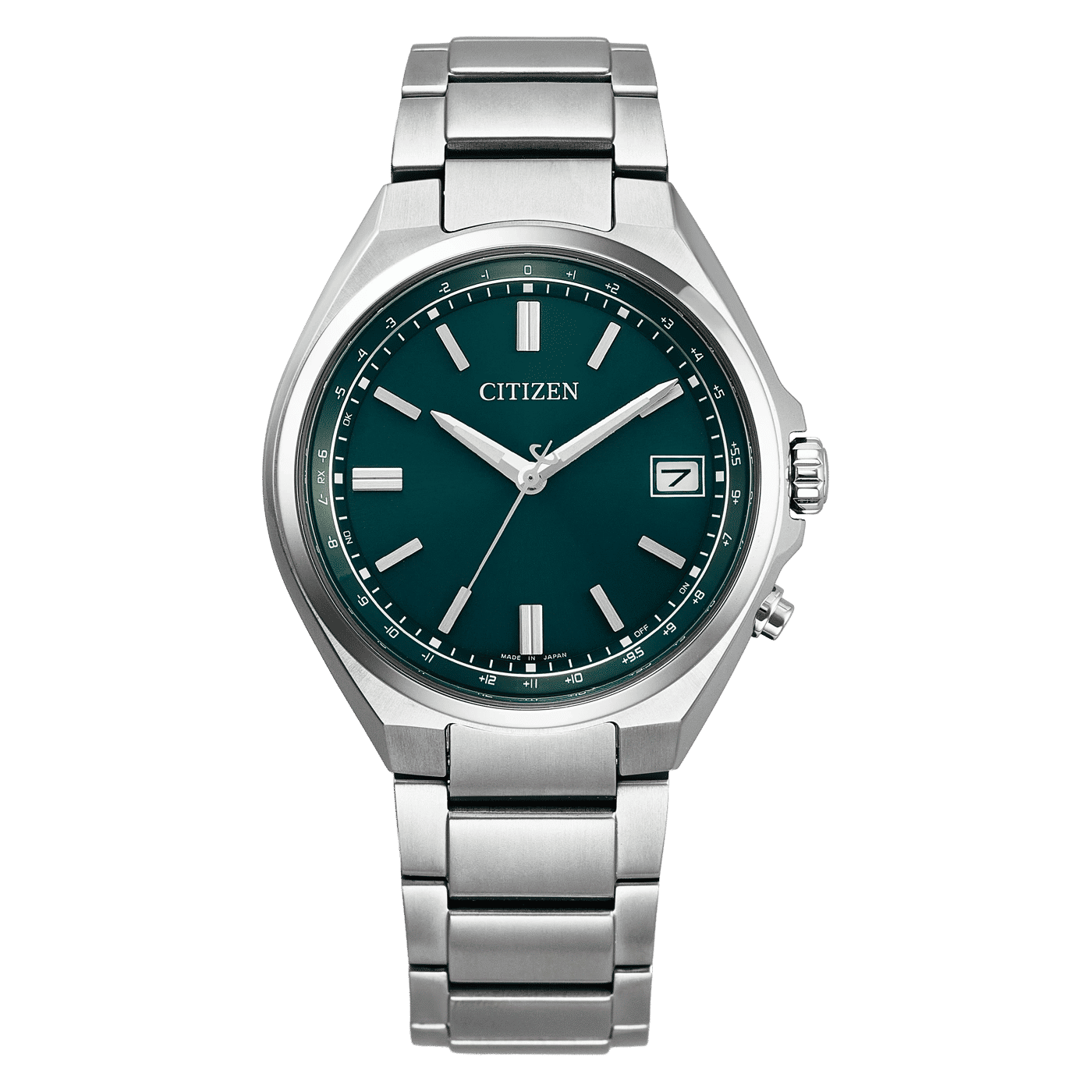 Citizen Super Titanium Armbanduhr mit grünem Zifferblatt und silbernem Edelstahlarmband