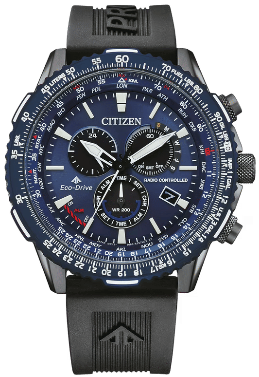 Citizen Promaster Herrenuhr mit blauem Zifferblatt, schwarzem Kautschukarmband, Eco-Drive