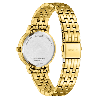 Citizen Elegance EL3102-50D Damenuhr Weiß • Perlmutt-Zifferblatt • Vergoldetes Edelstahlarmband, Bild 3