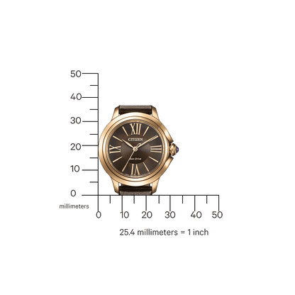 Citizen Ceci EM1163-09X Damenuhr Roségold • Eco-Drive Saphirglas • Apfelarmband Braun, Bild 3