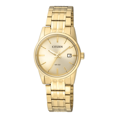 Citizen EU6002-51P Damenuhr Champagner • Quarzwerk mit Datumsanzeige • Edelstahlgehäuse vergoldet